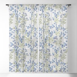 ‘Wild Blueberry’- Botanical Pattern (1) Sheer Curtain