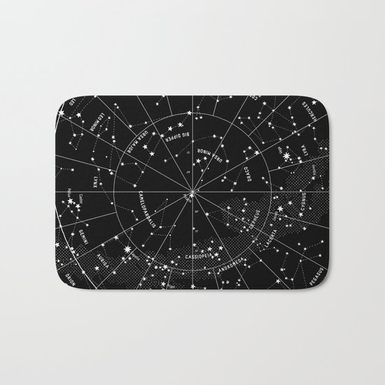 Constellation Map - Black & White Bath Mat