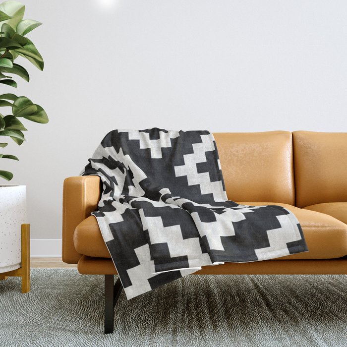 Urban Tribal Pattern No.17 Aztec Black and White Concrete Throw Blanket by Zoltan Ratko Society6