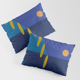 Blue abstract landscape # sunset at the sea Pillow Sham