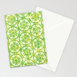Mojito dance. Watercolor seamless pattern of green and yellow colors in Tie-Dye style Stationery Card