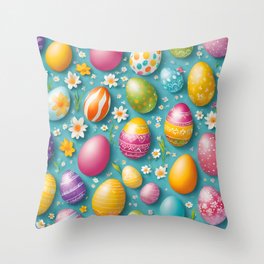 Trendy Eggs Easter Collection Throw Pillow