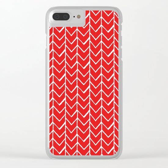 Herringbone Red Clear iPhone Case