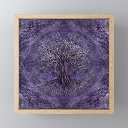 Tree of life -Yggdrasil Amethyst and silver Framed Mini Art Print