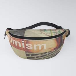Optimism178 Fanny Pack | Inspirational, Engine, Buildings, Multicolor, 1960S, Pop Art, Typography, Red, Collage, Orange 