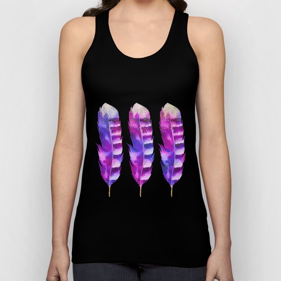 Pink Feathers watercolor painting Unisex Tank Top