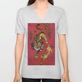 Tiger and Rabbit V Neck T Shirt
