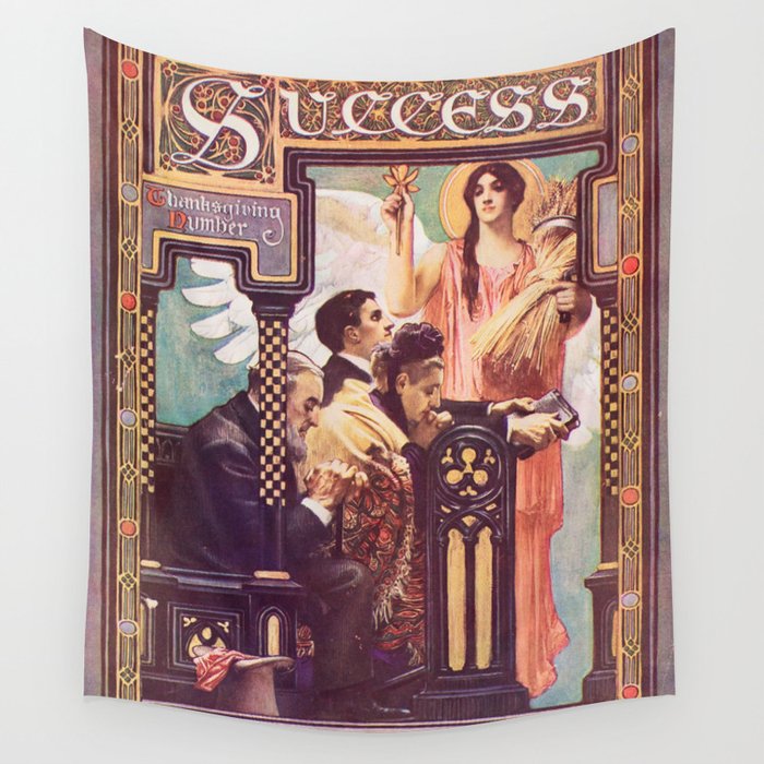Vintage Thanksgiving success art Wall Tapestry