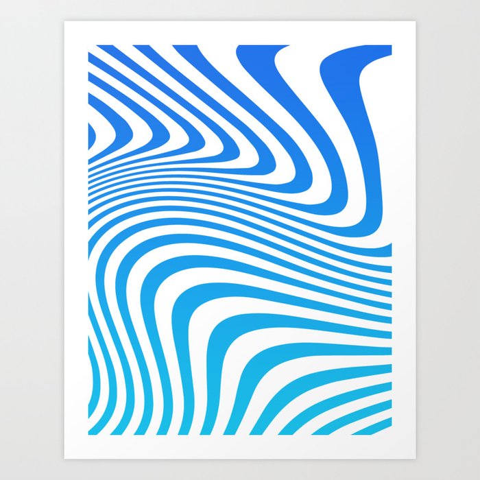 blue line waves Art Print