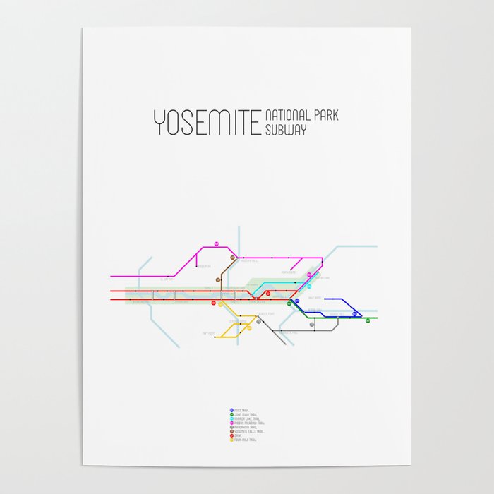 Yosemite National Park Subway Map Poster