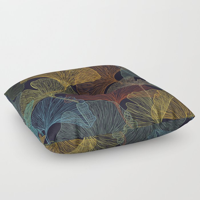 Ginko leaves silhouettes autumn print Floor Pillow