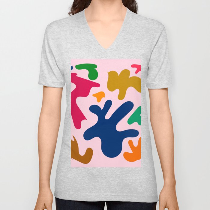 16  Henri Matisse Inspired 220527 Abstract Shapes Organic Valourine Original V Neck T Shirt