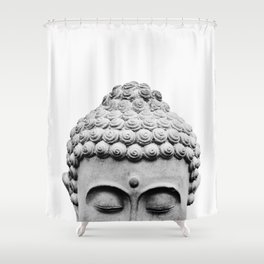 Shy Buddha - Black and White Photography Shower Curtain