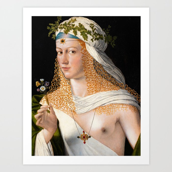 Idealised Portrait of a Young Woman as Flora, 1520 by Bartolomeo Veneto Art Print
