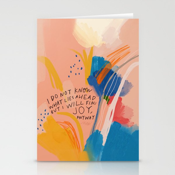 Find Joy. The Abstract Colorful Florals Stationery Cards