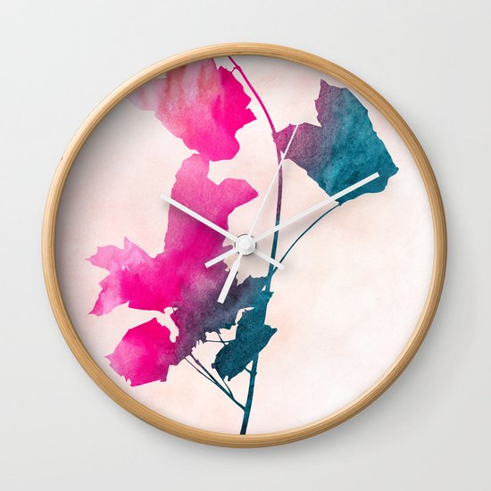 Maple_Watercolor 1 by Jacqueline & Garima Wall Clock