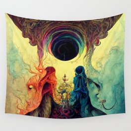 Black Sun Star abstract Artwork, Black Hole, Eternity, Infinity Wall Tapestry