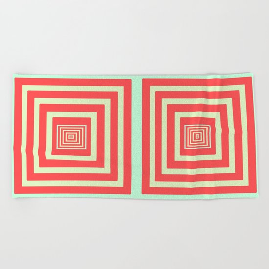 Coral and Light Blue Beach Towel