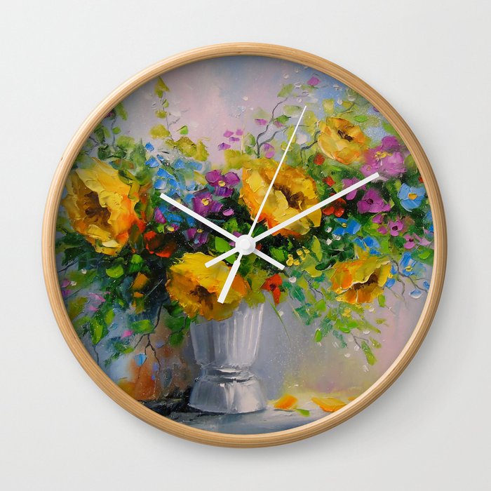 Bouquet de fleurs jaunes Wall Clock