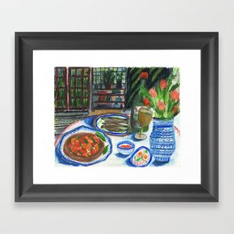 Tomato Pie and Vinho Verde Framed Art Print