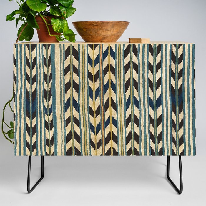 Southwest Style Saddle Blanket with Chevrons and Stripes Credenza