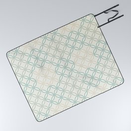 Rustic Four Leaf cement circle tile. Geometric circle decor pattern. Digital Illustration background Picnic Blanket