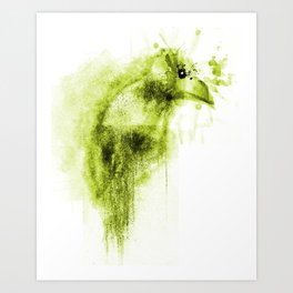 Splatter Bird Green Art Print