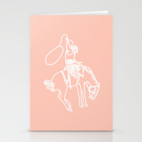 Neon Cowboy Rodeo in White Stationery Cards