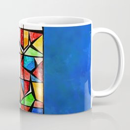 Qubism, Alpha, Omega, stained glass, abstract, square, revelation, bible, Jesus, Christ Coffee Mug