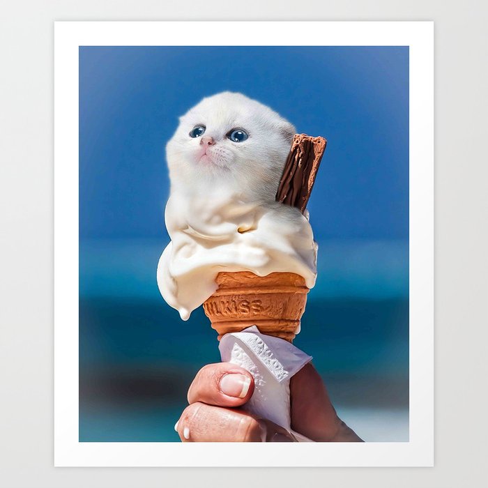 Ice-Cat Cat Ice Cream Art Print