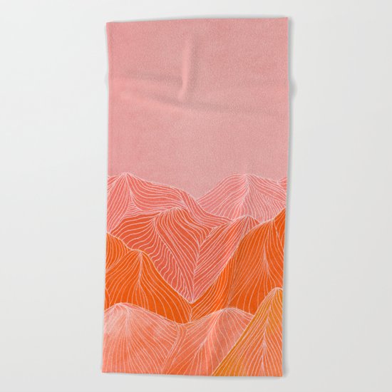 Lines in the mountains - pink II Beach Towel