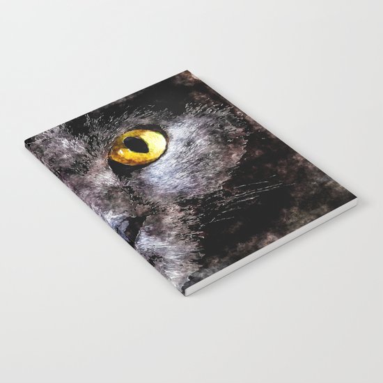 Black cat - Animal Watercolor Illustration Notebook