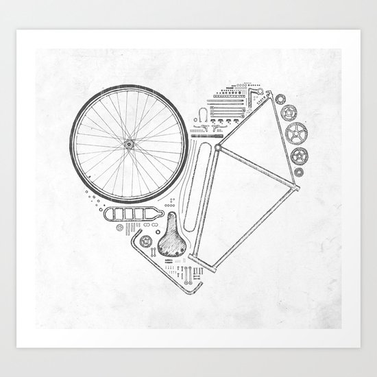 Love Bike (Grey) Art Print