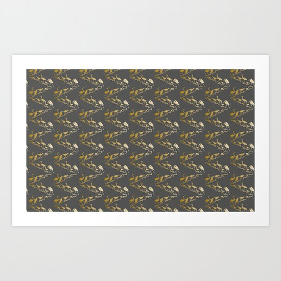 Birds walking up the stairs Art Print