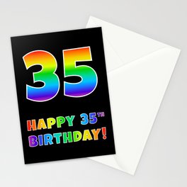 [ Thumbnail: HAPPY 35TH BIRTHDAY - Multicolored Rainbow Spectrum Gradient Stationery Cards ]