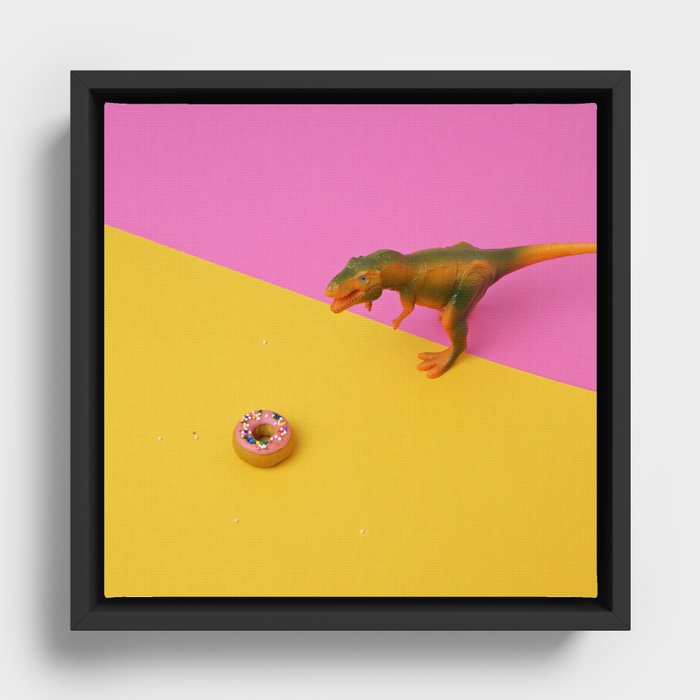 Dinos Like Donuts Framed Canvas