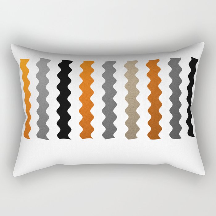 Vertical Waves - Metallic Gold, Silver and Black Vertical Wavy Stripes Rectangular Pillow