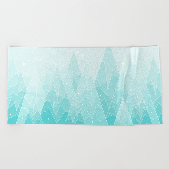 Geometric Lake Mountain IV - Winter Beach Towel