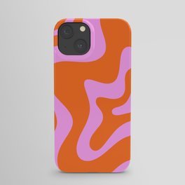 Retro Liquid Swirl Abstract Pattern in Hot Pink and Red-Orange iPhone Case