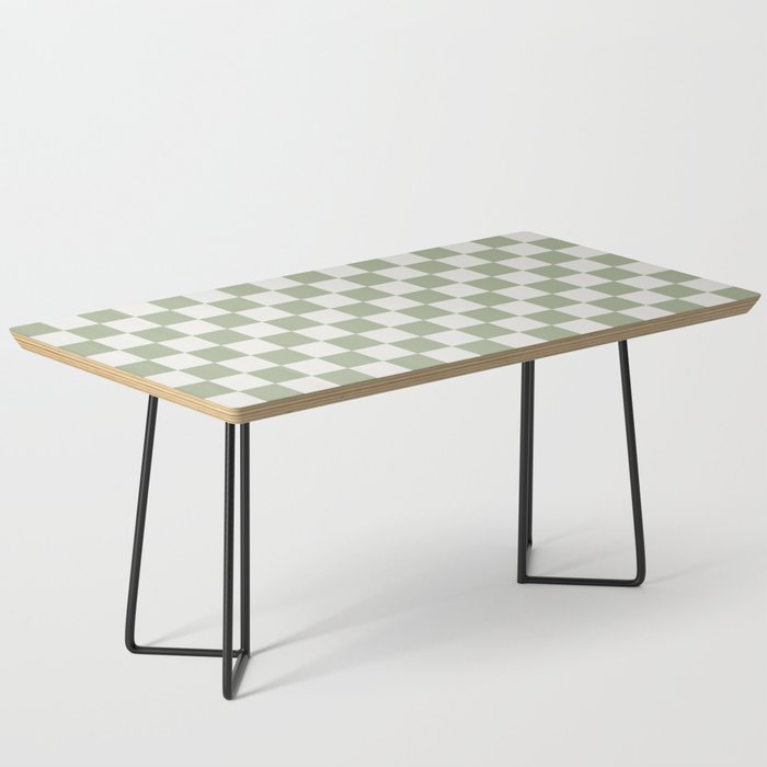 Sage Green Checkered Coffee Table - Stylish & Modern