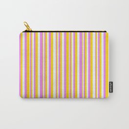 [ Thumbnail: Violet, Yellow, and Mint Cream Colored Lines Pattern Carry-All Pouch ]