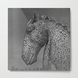 Kelpies # 3 Metal Print | Scotland, 120Mm, Bnw, Mono, Kelpie, Horse, Kelpies, Sculpture, 120Mmfilm, Photo 