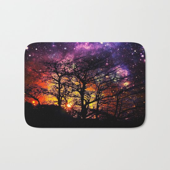 Black Trees Orange Purple Halloween Space Bath Mat
