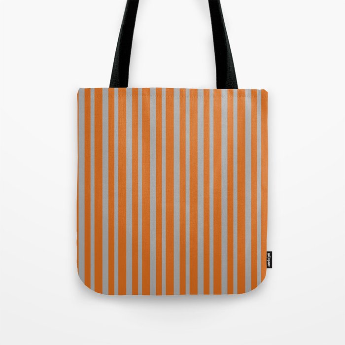Dark Grey & Chocolate Colored Lines/Stripes Pattern Tote Bag