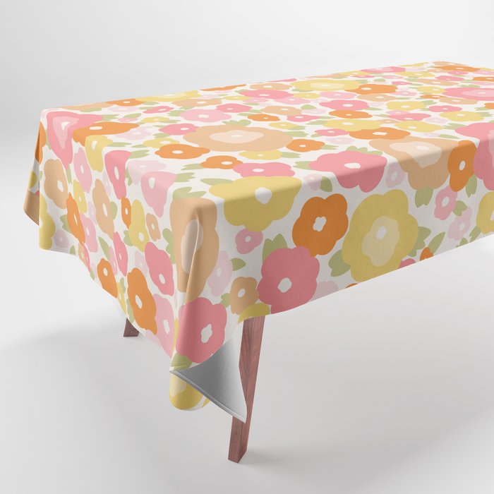 Flower Market Milano Retro Pastel Spring Flowers Tablecloth