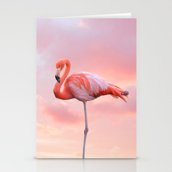 Pink Flamingo Sunset Stationery Cards
