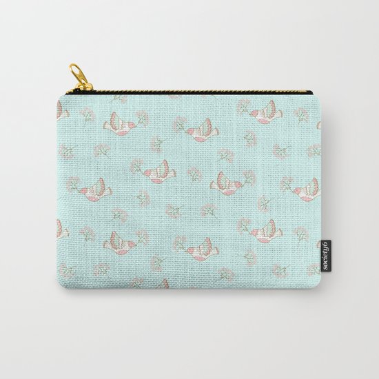 Christmas birds - Bird pattern on turquoise backround Carry-All Pouch