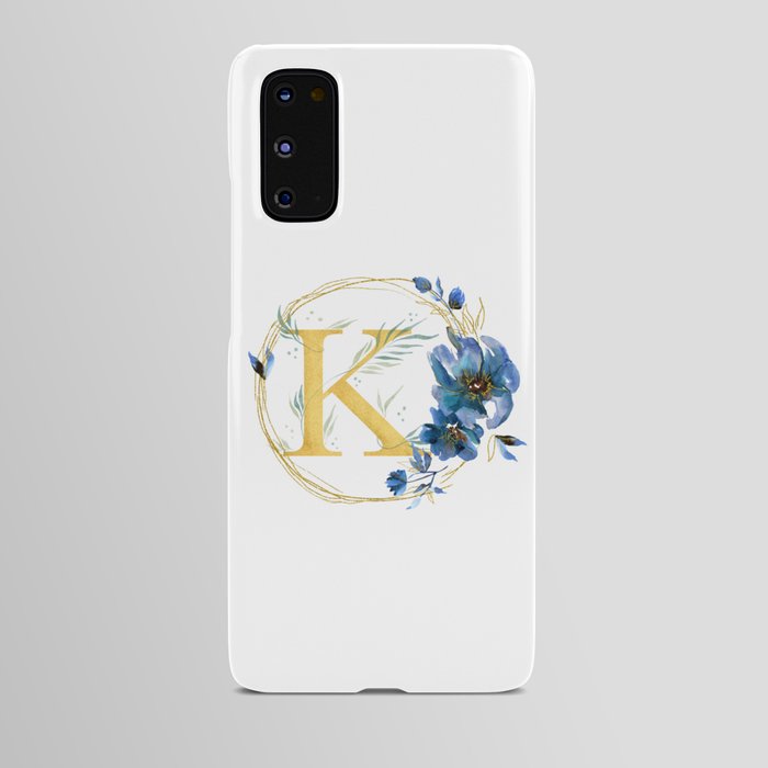 Letter K Golden With Watercolor Flowers Initial Monogram Android Case