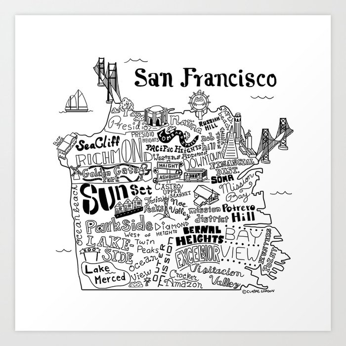 San Francisco Map Illustration Art Print