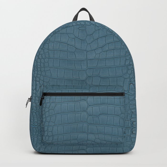 Turquoise Alligator Leather Print Backpack